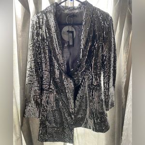 asymmetrical sequin blazer dress